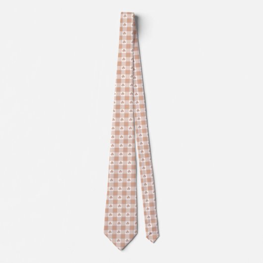 Peach Plaid Shamrock Clover Retro Neck Tie Stropdas (Voorkant)