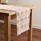 Peach Plaid Shamrock Clover Retro Table Runner Korte Tafelloper (Voorbeeld)