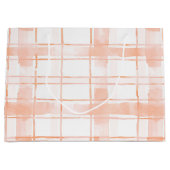 Peach Plaid Stripes Birthday Groot Cadeauzakje (Voorkant)