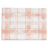 Peach Plaid Stripes Birthday Groot Cadeauzakje (Achterkant)