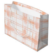 Peach Plaid Stripes Birthday Groot Cadeauzakje (Achterkant Gekanteld)