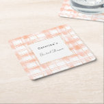 Peach Plaid Stripes Bridal Shower Kartonnen Onderzetters<br><div class="desc">Peach Plaid Stripes Bridal Shower</div>