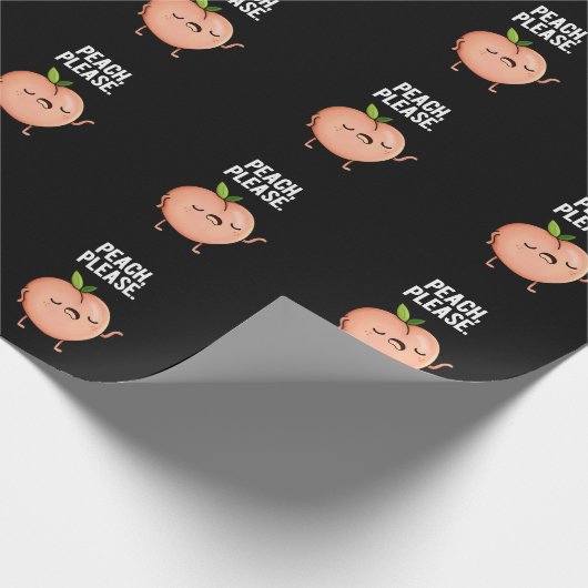 Peach Please Funny Fruit Pun Dark BG Cadeaupapier (Hoek)