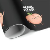Peach Please Funny Fruit Pun Dark BG Cadeaupapier (Rol Hoek)