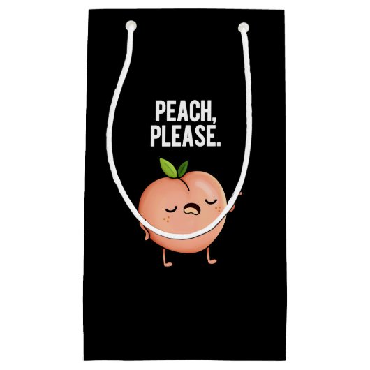 Peach Please Funny Fruit Pun Dark BG Klein Cadeauzakje (Voorkant)
