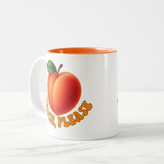 Peach Please Funny Two-toned Tweekleurige Koffiemok (Voorkant links)