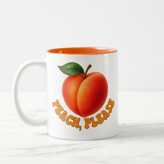 Peach Please Funny Two-toned Tweekleurige Koffiemok (Links)