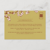 Peach/Plum Blossoms And Double Happiness Wedding Informatiekaartje (Voorkant)