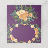 Peach Plum Paars Peony & Roos Floral Wedding Plaatskaartje (Buitenkant ongevouwen)