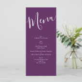 Peach Plum Paars Peony Roos Wedding Menu (Staand voorkant)