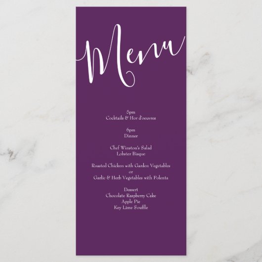 Peach Plum Paars Peony Roos Wedding Menu (Voorkant)