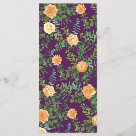 Peach Plum Paars Peony Roos Wedding Menu (Achterkant)