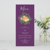 Peach Plum Paars Peony Roos Wedding Menu (Staand voorkant)