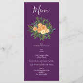 Peach Plum Paars Peony Roos Wedding Menu (Voorkant)