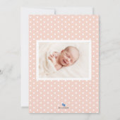 Peach Polka Dot Baby Geboortekaart Fotokaart Aankondiging (Achterkant)