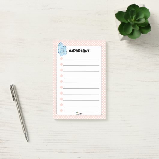 Peach Polka Dot Blue Diamond BELANGRIJK Post-it® Notes (Kantoor)