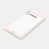 Peach Polka Dot Blue Diamond BELANGRIJK Post-it® Notes (Schuin)