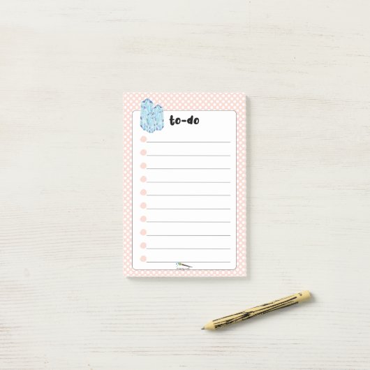 Peach Polka Dot Blue Diamonds TO-DO's Post-it® Notes (Op bureau)