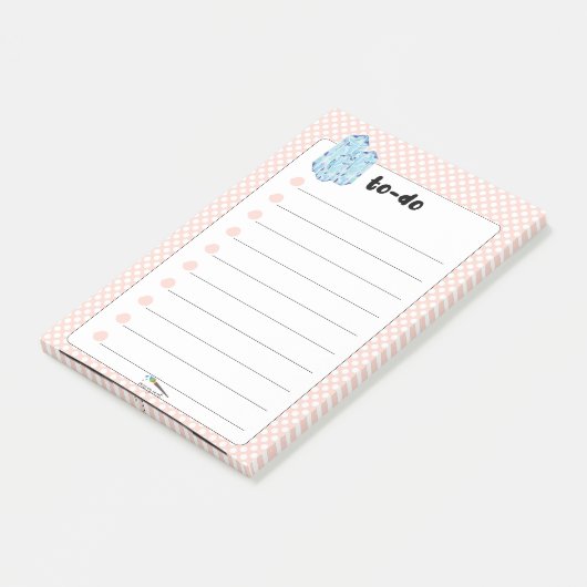 Peach Polka Dot Blue Diamonds TO-DO's Post-it® Notes (Schuin)