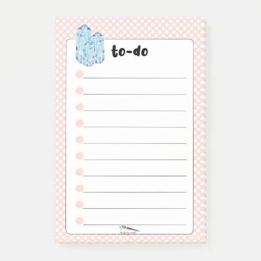 Peach Polka Dot Blue Diamonds TO-DO's Post-it® Notes (Voorkant)