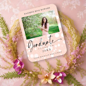 Peach Polka Dot Custom Photo Afstuderen Afstuderen Magneet