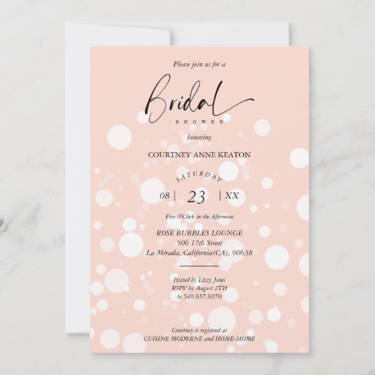 Peach Polka Dot Custom Photo Bridal Shower Kaart (Achterkant)