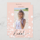 Peach Polka Dot Custom Photo Bridal Shower Kaart (Voorkant / Achterkant)