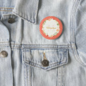  Peach Polka Dot Floral Name and Monogram Ronde Button 5,7 Cm (In situ)