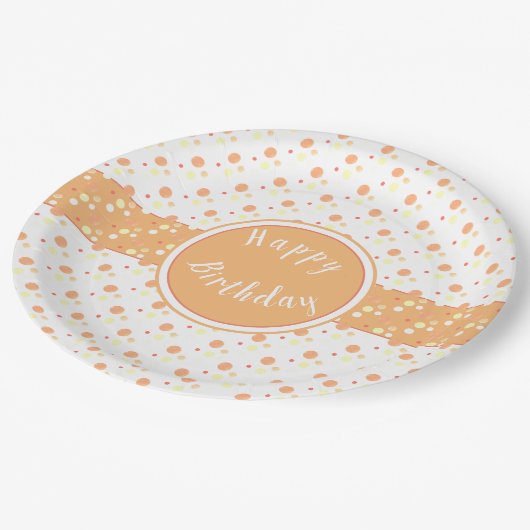 Peach Polka Dot Patroon Papier Verjaardag Bord (Gekanteld)