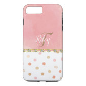 Peach Polka Dot Rhinestone Glitzy Fun Case-Mate iPhone Case (Achterkant)