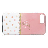 Peach Polka Dot Rhinestone Glitzy Fun Case-Mate iPhone Case (Achterkant (Horizontaal))