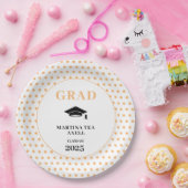 Peach Polka Dots Afstuderen Papieren Bordje (Feest)