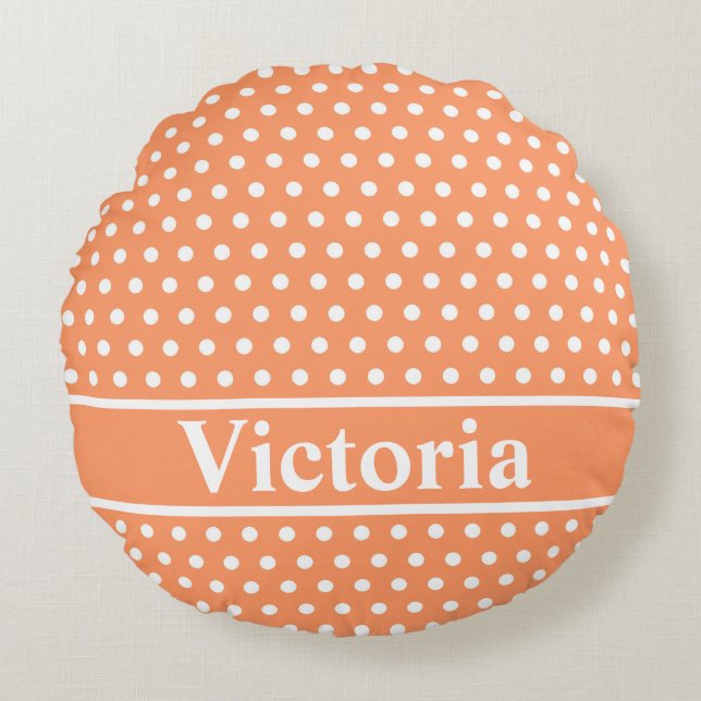Peach Polka Dots Rond Kussen (Voorkant)