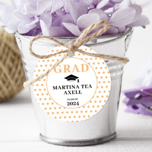 Peach Polka Dots Welkom Afstuderen Bedankjes Labels