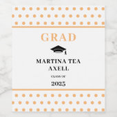 Peach Polka Dots Welkom Afstuderen Wijn Etiket (Enkel label)