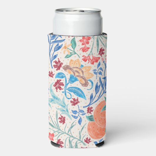 Peach Polka Pattern Monogram Seltzer Blikjeskoeler (Seltzer Achterkant)