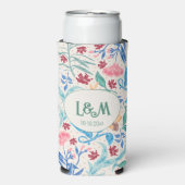 Peach Polka Pattern Monogram Seltzer Blikjeskoeler (Seltzer Voorkant)