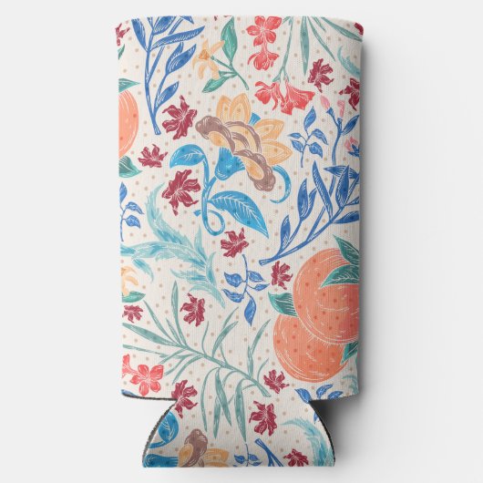 Peach Polka Pattern Monogram Seltzer Blikjeskoeler (Achterkant)