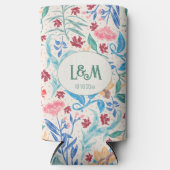 Peach Polka Pattern Monogram Seltzer Blikjeskoeler (Voorkant)