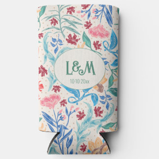 Peach Polka Pattern Monogram Seltzer Blikjeskoeler