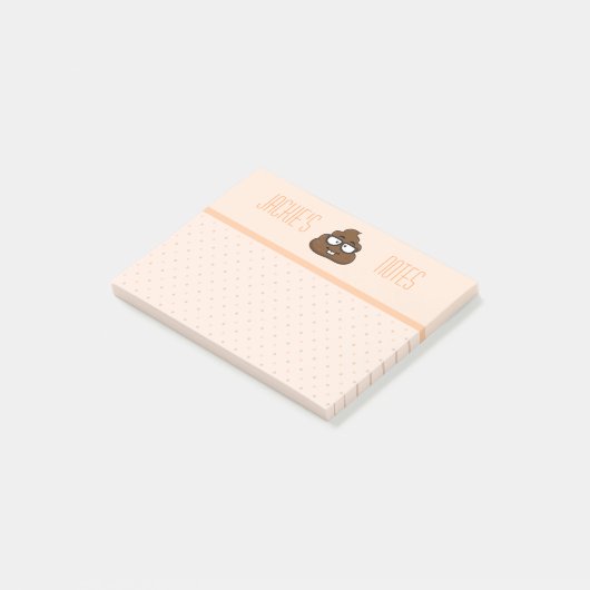 Peach Polka Poo 4x3 Post-it® Notes (Schuin)
