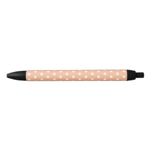 Peach Polkadot Zwarte Inkt Pen