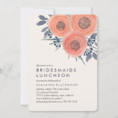 Peach Poppies Bridesmaids Luncheon Invitation Kaart (Voorkant)