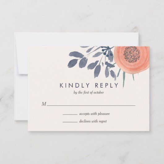 Peach Poppies Bruiloft RSVP Reactie (Voorkant)