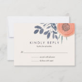 Peach Poppies Bruiloft RSVP Reactie Kaartje (Voorkant)