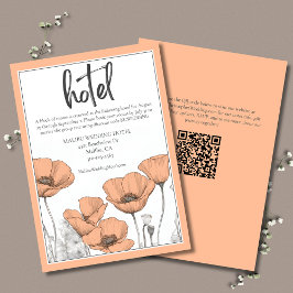 Peach Poppies Floral Elegant Wedding Hotel Informatiekaartje