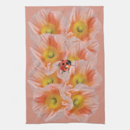 Peach Poppies & Ladybug Keuken Handdoek