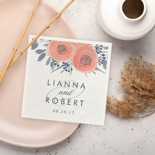 Peach Poppies Wedding Servetten