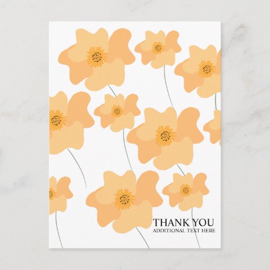 Peach Poppy Floral Hand getekend Briefkaart (Voorkant)