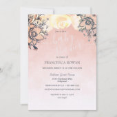 Peach Poppy + Rozen Baby shower Kaart (Voorkant)